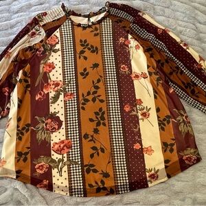 Floral Patchwork Long Sleeve Top